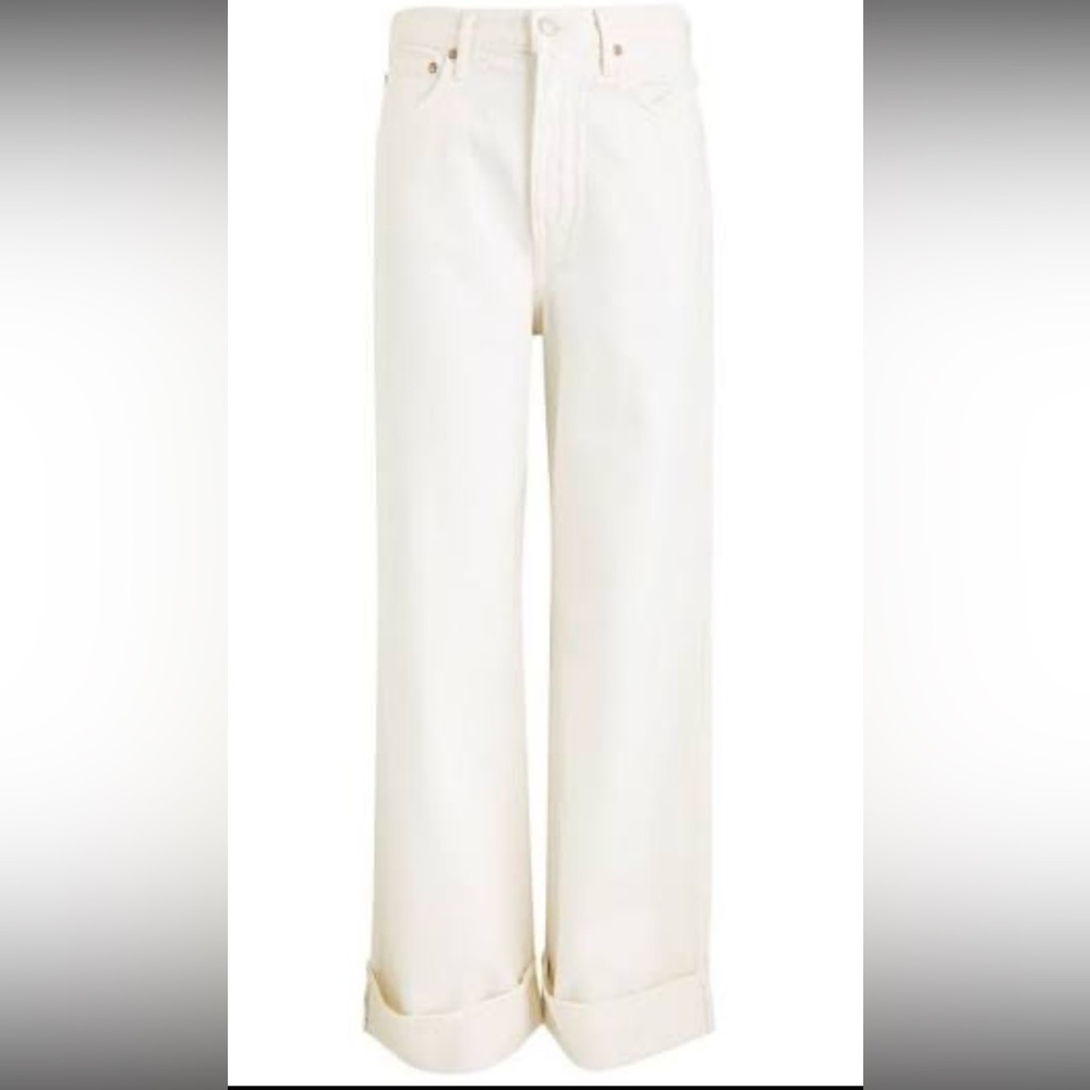 Agolde Cream Wide Leg Jeans